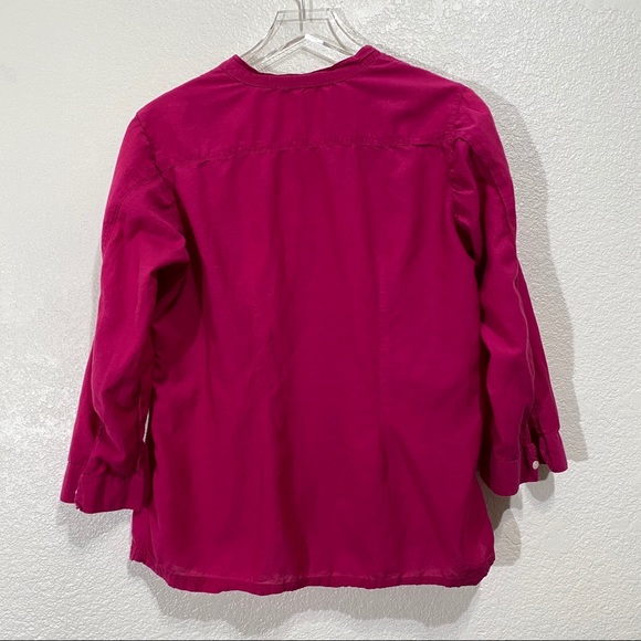 ☘️L.O.V. Pink pleated top button sleeve blouse - Picture 5 of 5